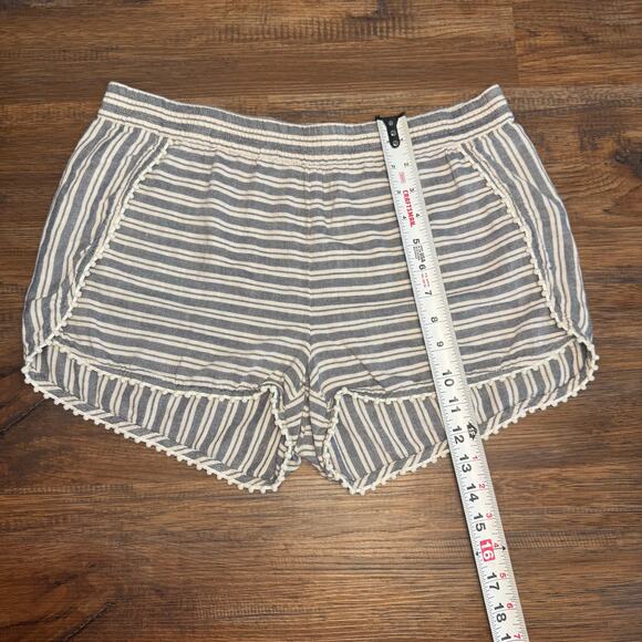 Madewell Oahu Cover-Up Shorts in Stripe White blue pom pom trim MEDIUM cotton - Picture 8 of 9